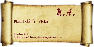 Mallár Ada névjegykártya